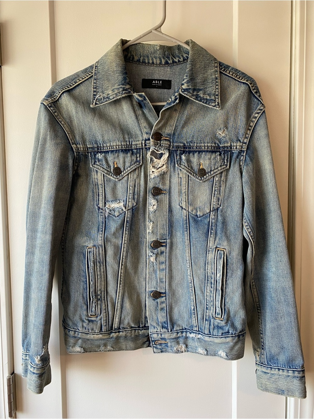 Able Light Blue Distressed Denim Jacket
